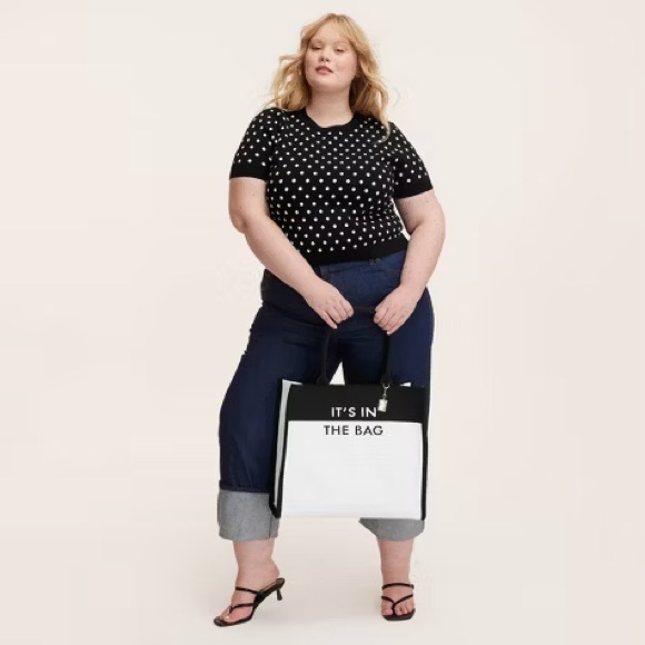 NWT Colorblock Knit Tote Bag - kate spade new york x Target White/Black - Picture 4 of 15
